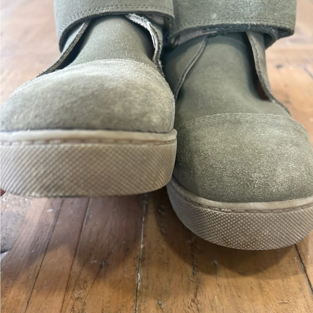 SweetHoney suede green hi top sneakers leather hook and loop big kid size 1